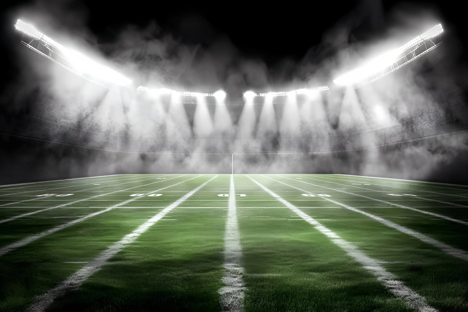Football Field Backdrop Foggy Gridiron Lights Backdrop GQ6-282
