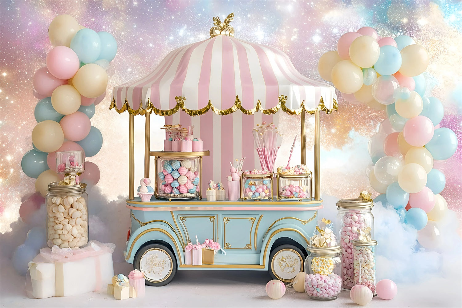Backdrop For Birthday Fairytale Sugar Cart Backdrop GQ6-298