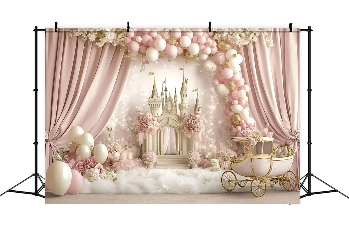Cake Smash Backdrop Girl Rose Carriage Fantasy Backdrop GQ6-299