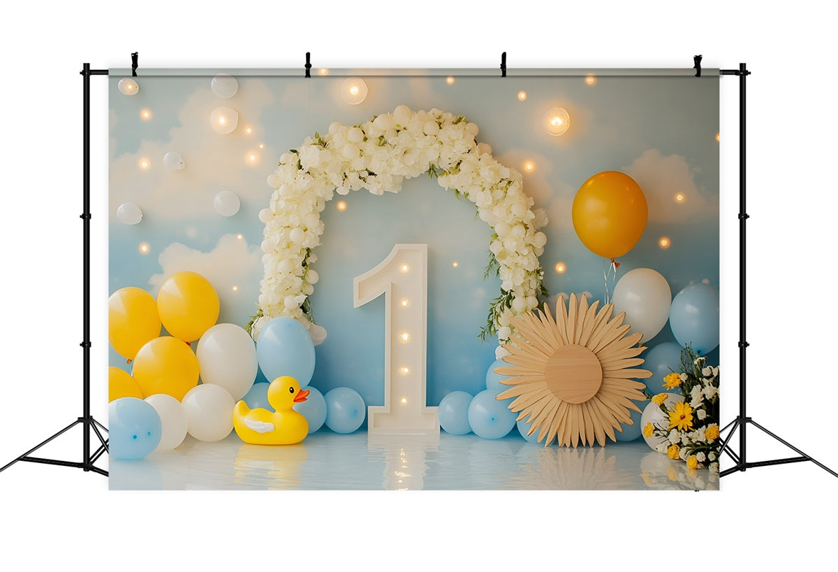 1st Birthday Backdrop Duck Balloon Bliss Backdrop GQ6-301