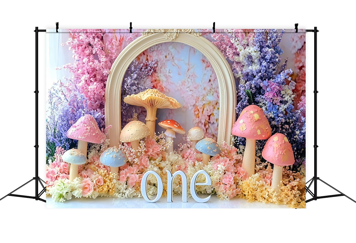 1st Birthday Backdrop Magical Mushroom Garden Backdrop GQ6-304