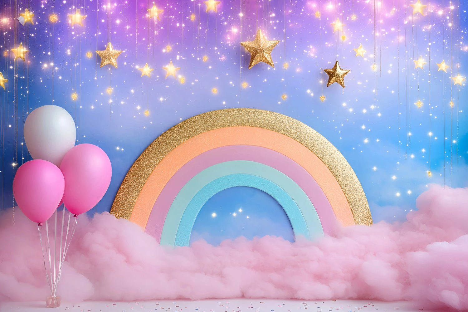 Cake Smash Backdrop Girl Starlight Rainbow Magic Backdrop GQ6-306