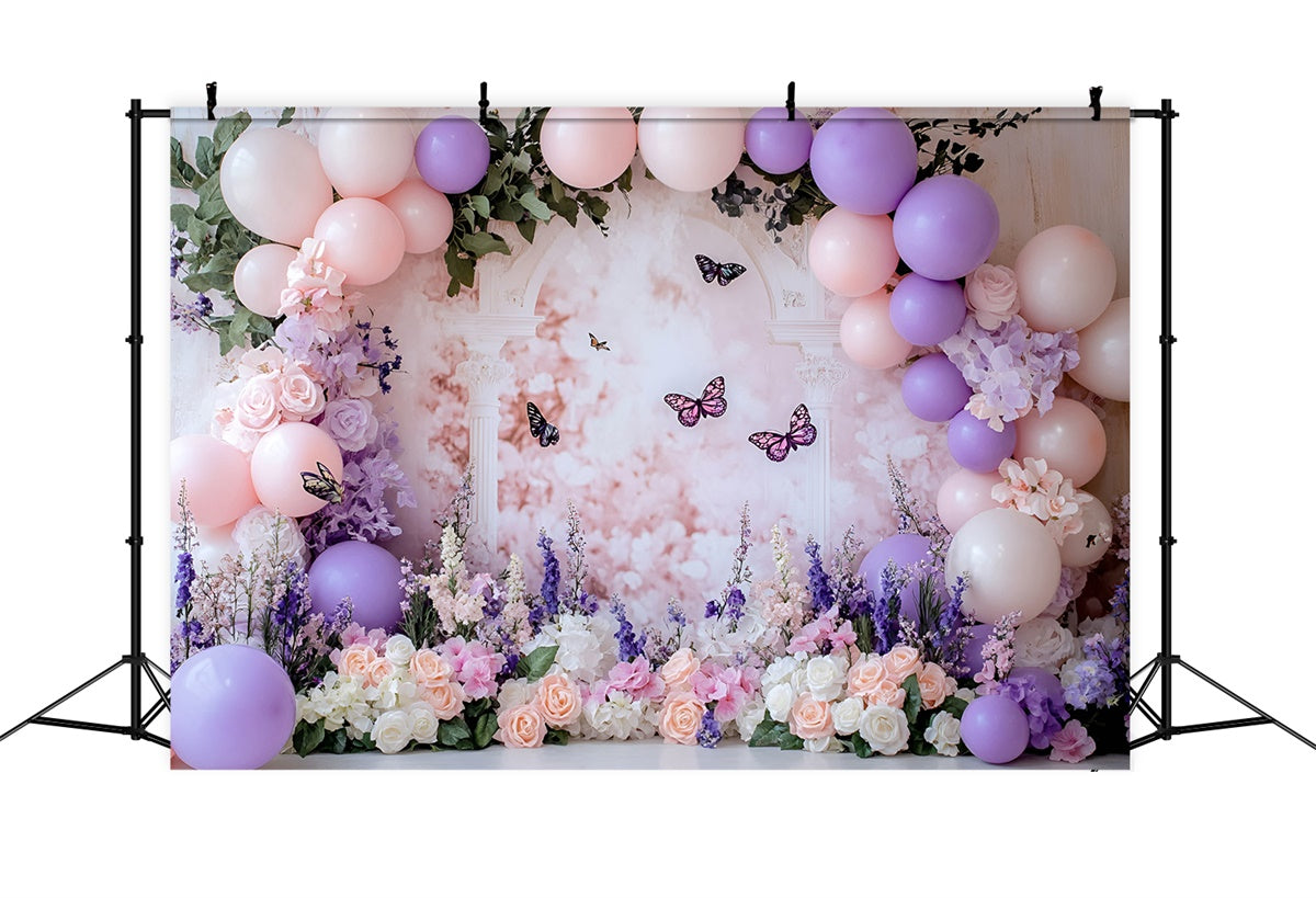Smash Cake Backdrop Lavender Garden Butterfly Backdrop GQ6-310