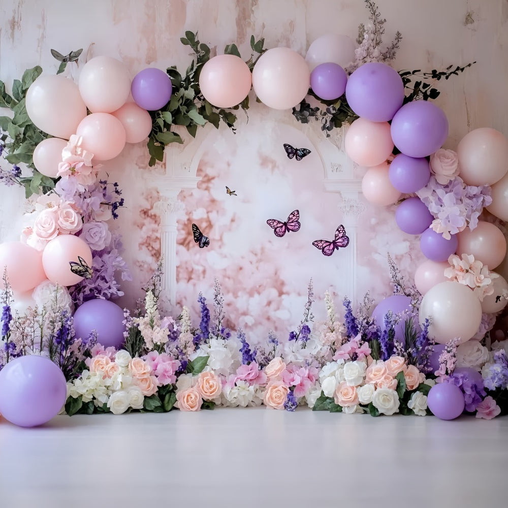 Smash Cake Backdrop Lavender Garden Butterfly Backdrop GQ6-310
