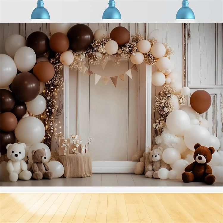 Cake Smash Backdrop Vintage Brown Balloon Backdrop GQ6-313