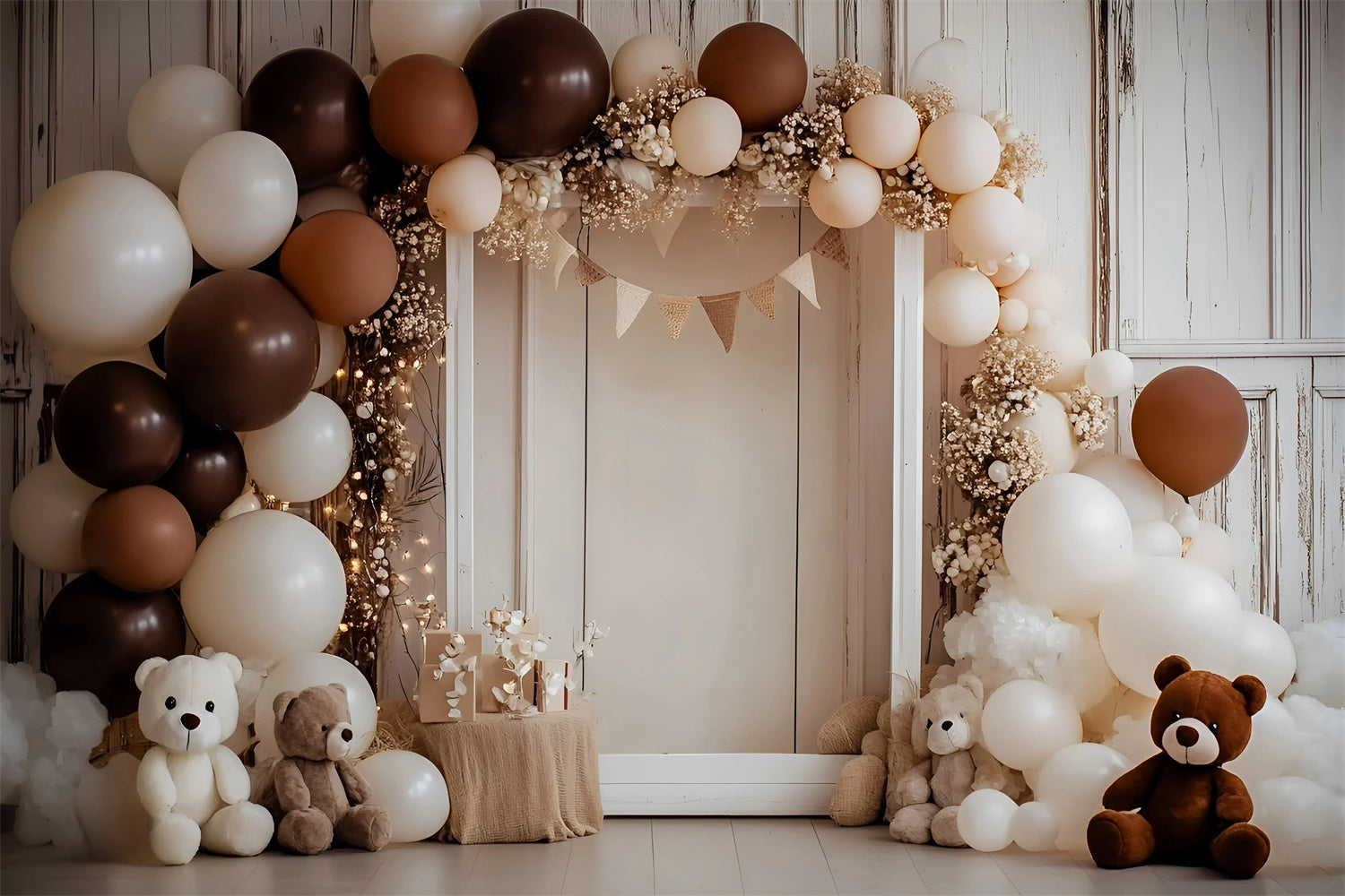 Cake Smash Backdrop Vintage Brown Balloon Backdrop GQ6-313