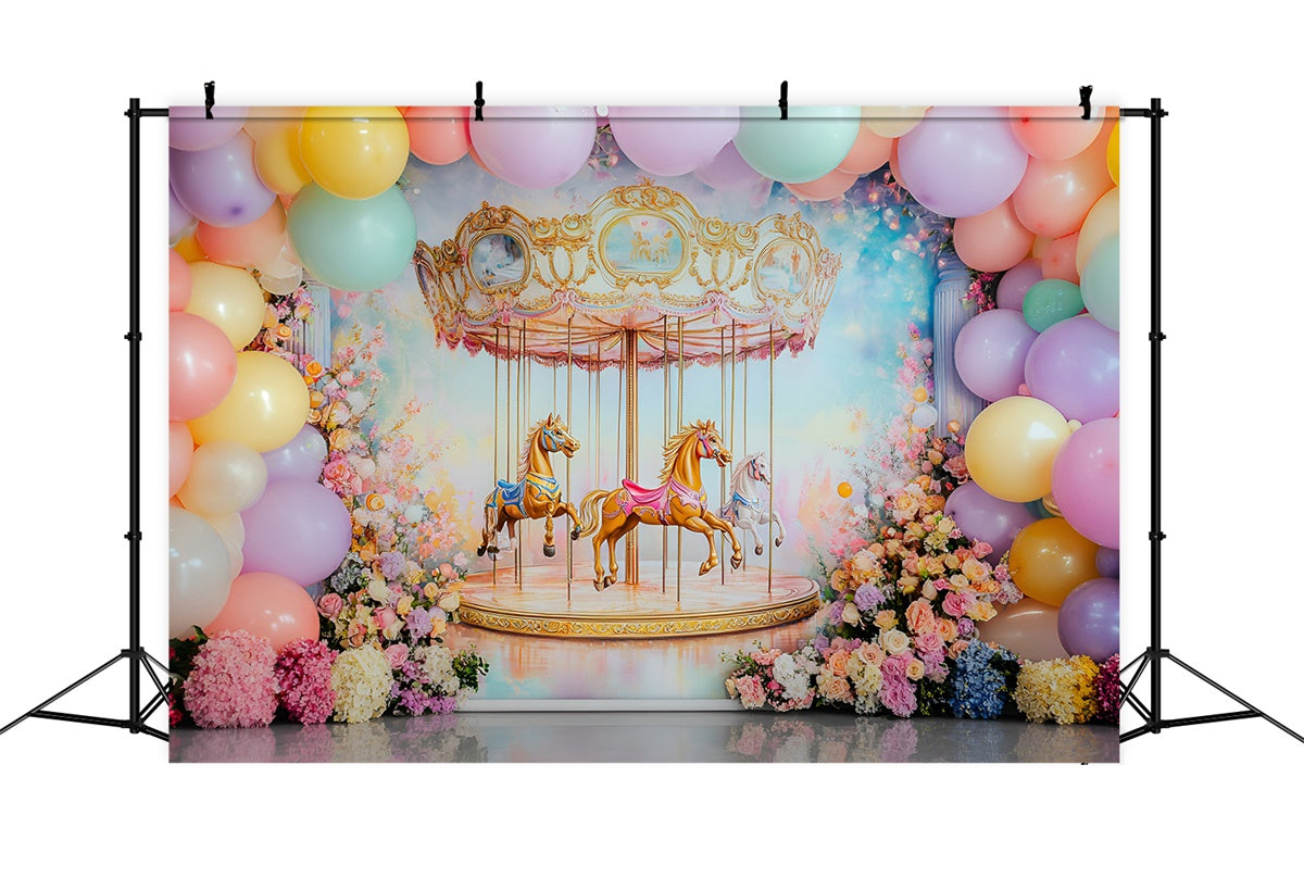 Backdrop For Birthday Carousel Flower Delight Backdrop GQ6-316