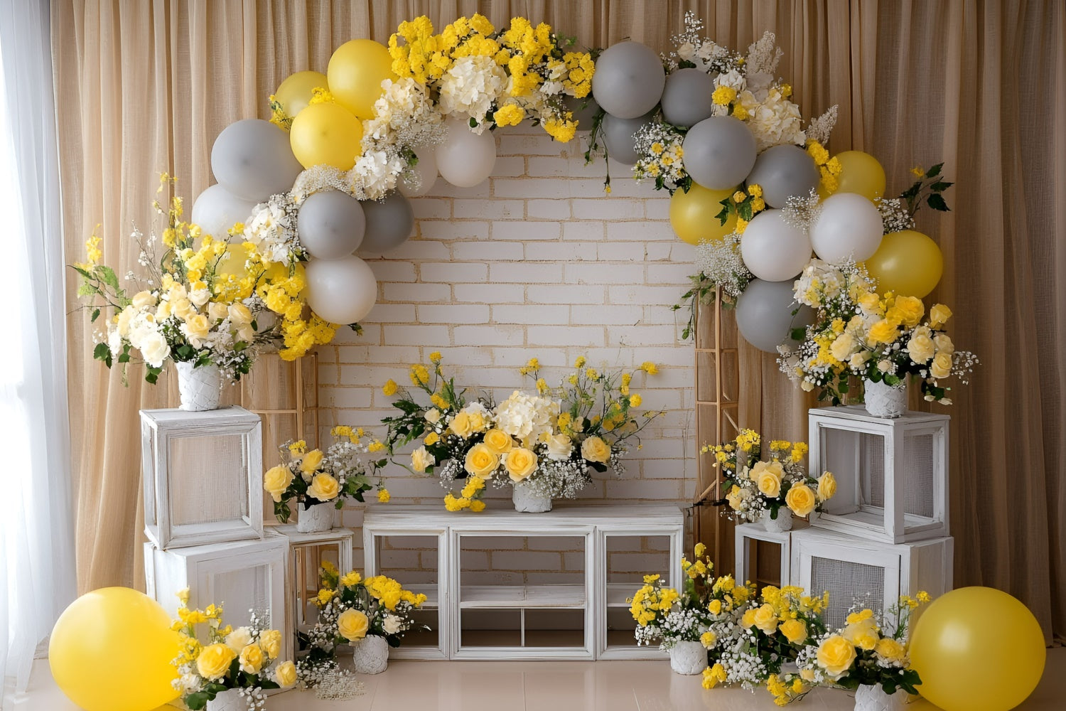 Cake Smash Backdrops Rustic Bright Bloom Backdrop GQ6-317