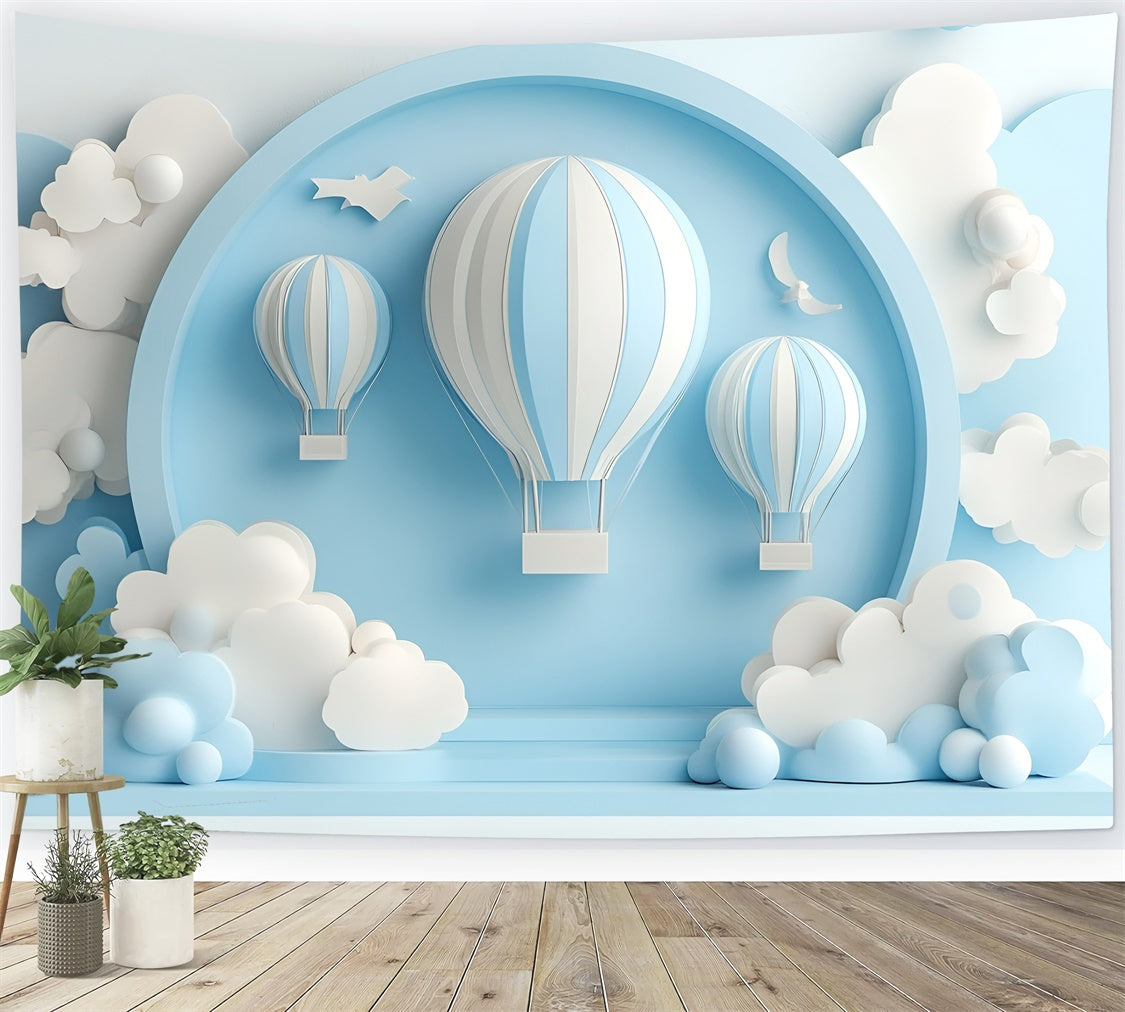 Cake Smash Backdrop Boy Sky Journey Balloon Backdrop GQ6-321