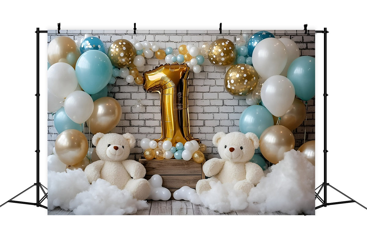 1st Birthday Backdrop Bears Balloon Bash Backdrop GQ6-323