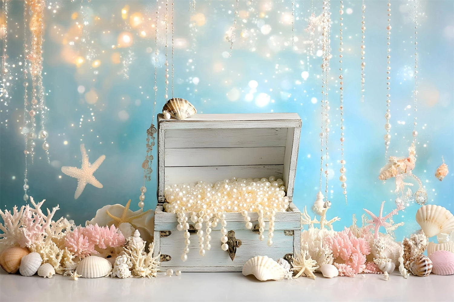 Cake Smash Backdrop Girl Undersea Pearl Fantasy Backdrop GQ6-327