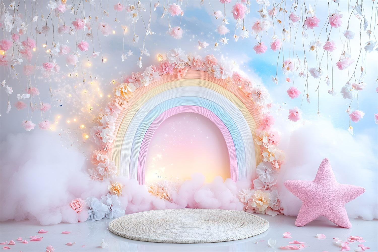 Birthday Photo Backdrop Dreamland Bloom Rainbow Backdrop GQ6-328