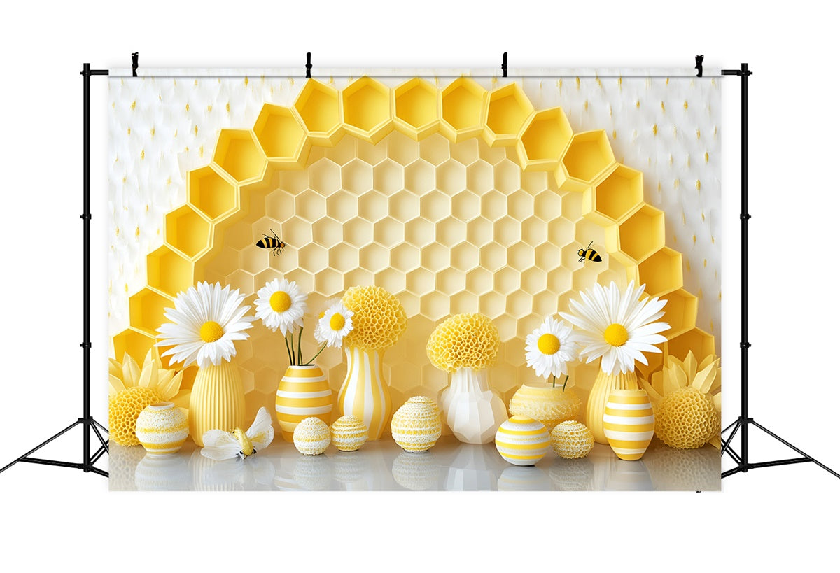 Cake Smash Backdrop Daisy Hive Delight Backdrop GQ6-330