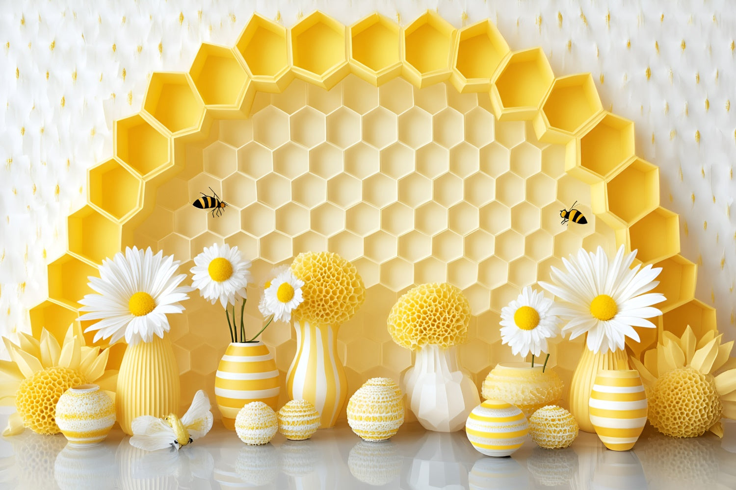 Cake Smash Backdrop Daisy Hive Delight Backdrop GQ6-330