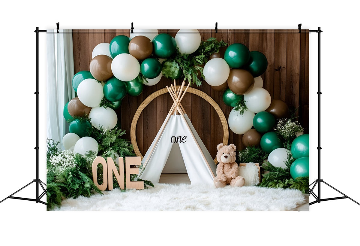 1st Birthday Backdrop Rustic Tent Adventure Backdrop GQ6-331