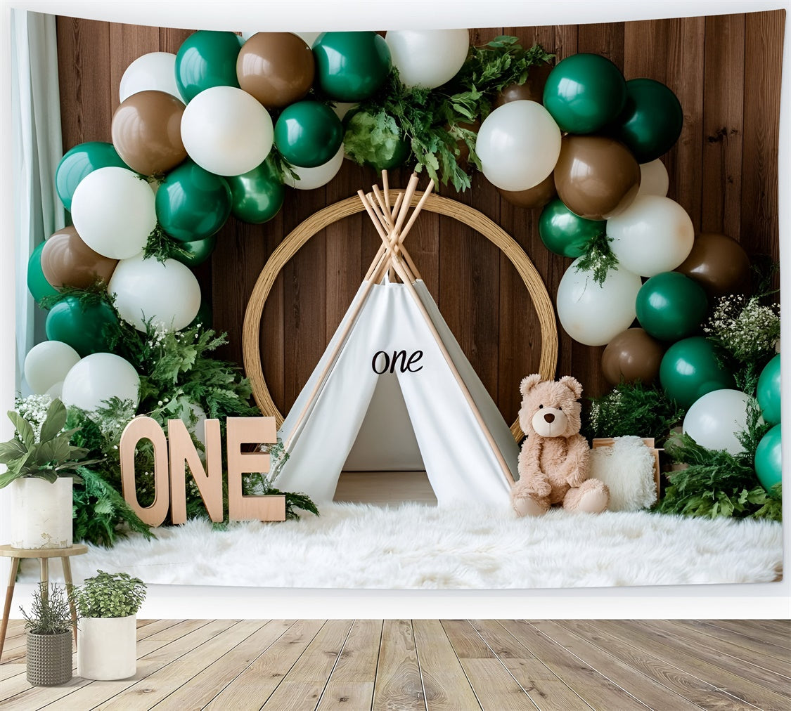 1st Birthday Backdrop Rustic Tent Adventure Backdrop GQ6-331