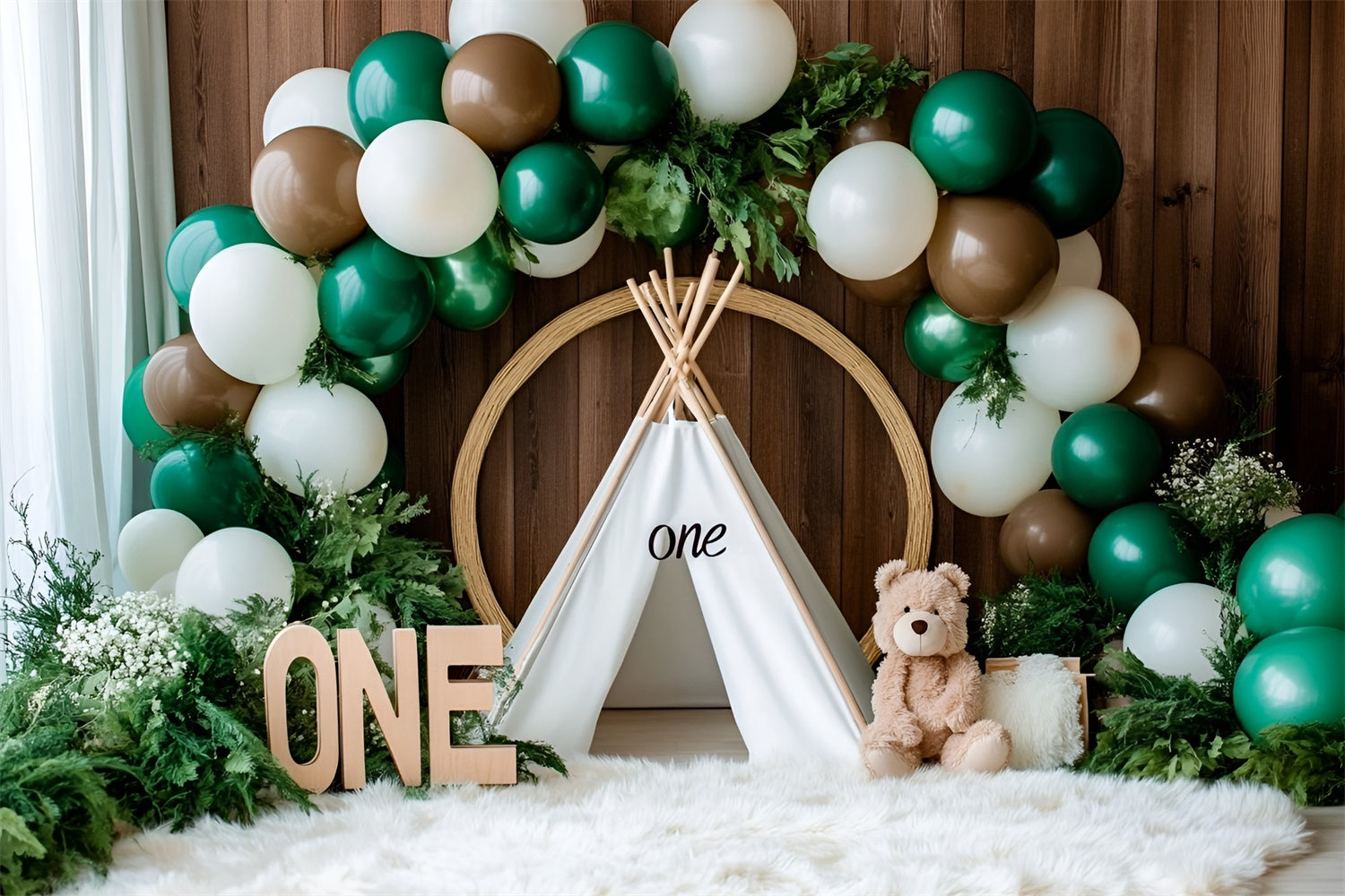 1st Birthday Backdrop Rustic Tent Adventure Backdrop GQ6-331