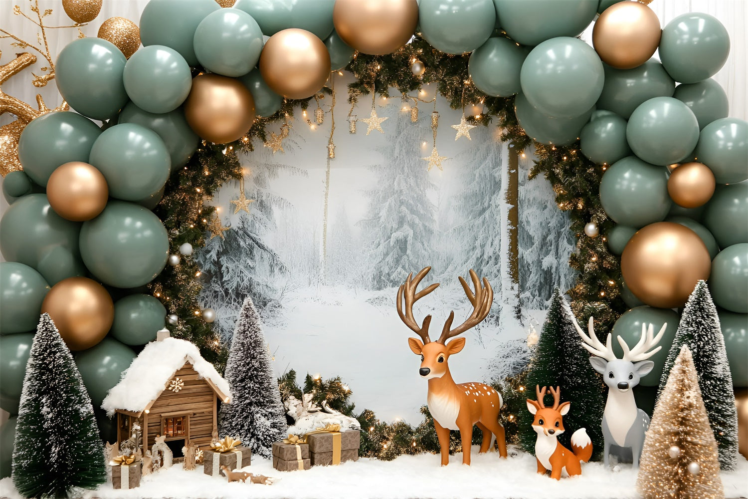 Smash Cake Backdrop Winter Wonderland Lodge Backdrop GQ6-334