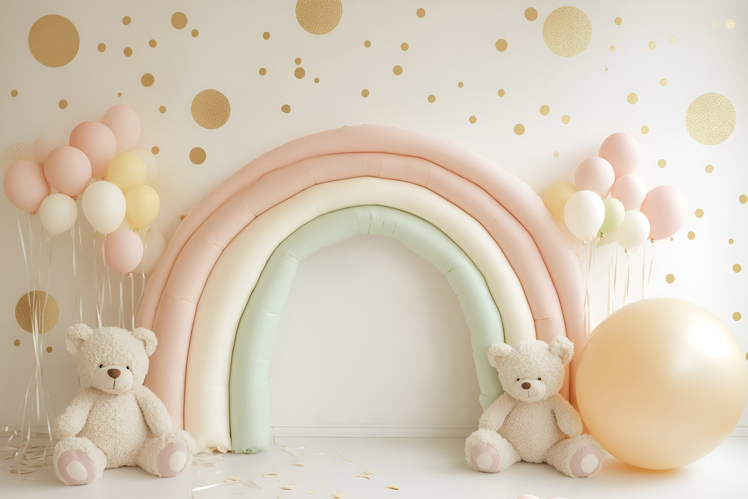Backdrop For Birthday Pastel Rainbow Bear Backdrop GQ6-336