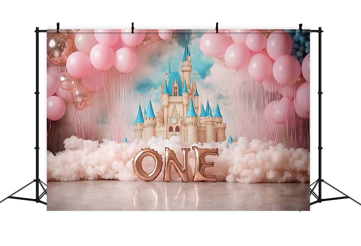 1st Birthday Backdrop Pink Castle Dreams Backdrop GQ6-339