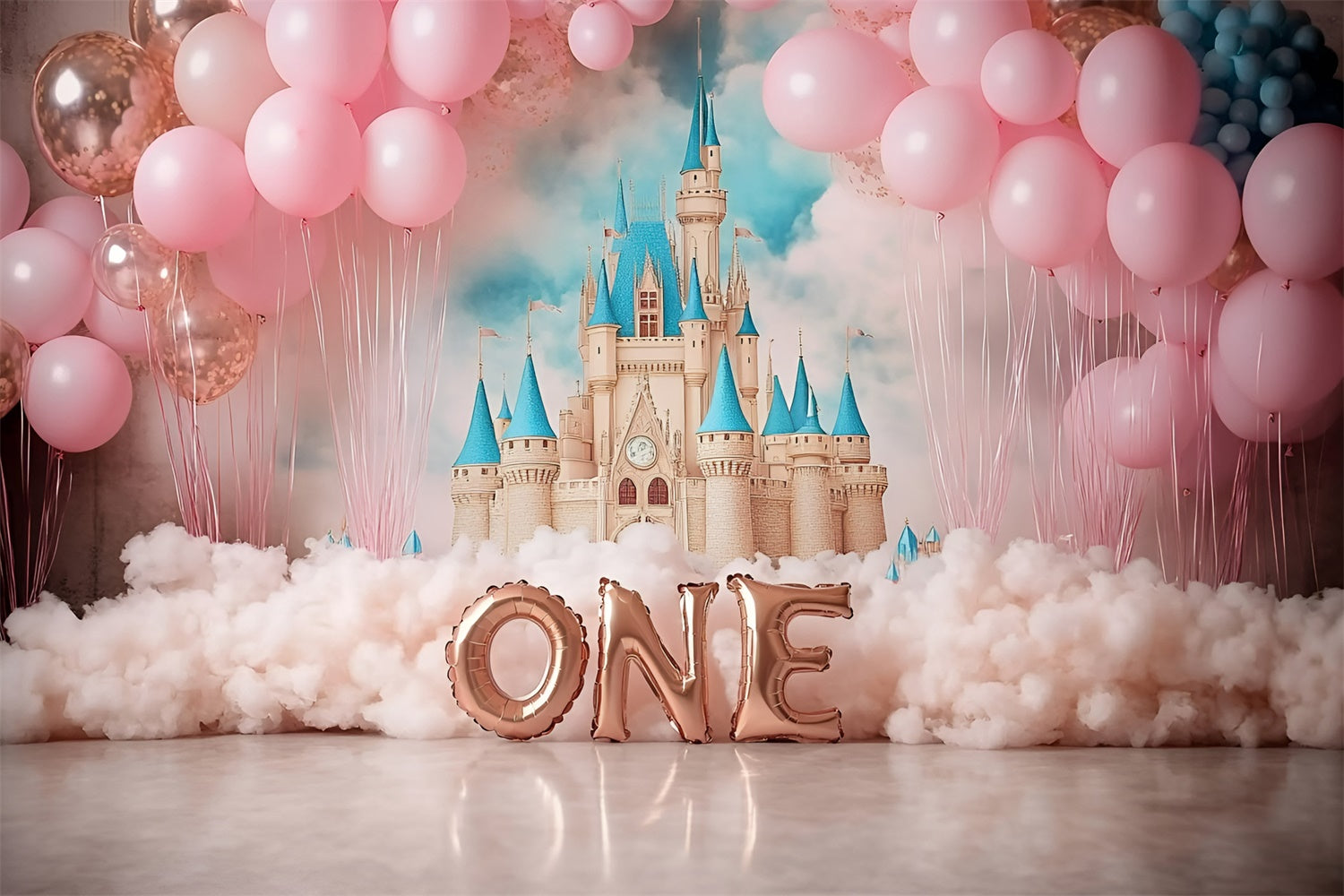 1st Birthday Backdrop Pink Castle Dreams Backdrop GQ6-339