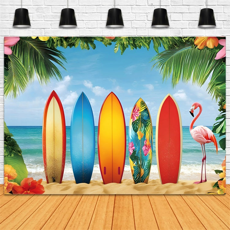 Summer Beach Backdrop Tropical Surfboard Paradise Backdrop GQ6-34