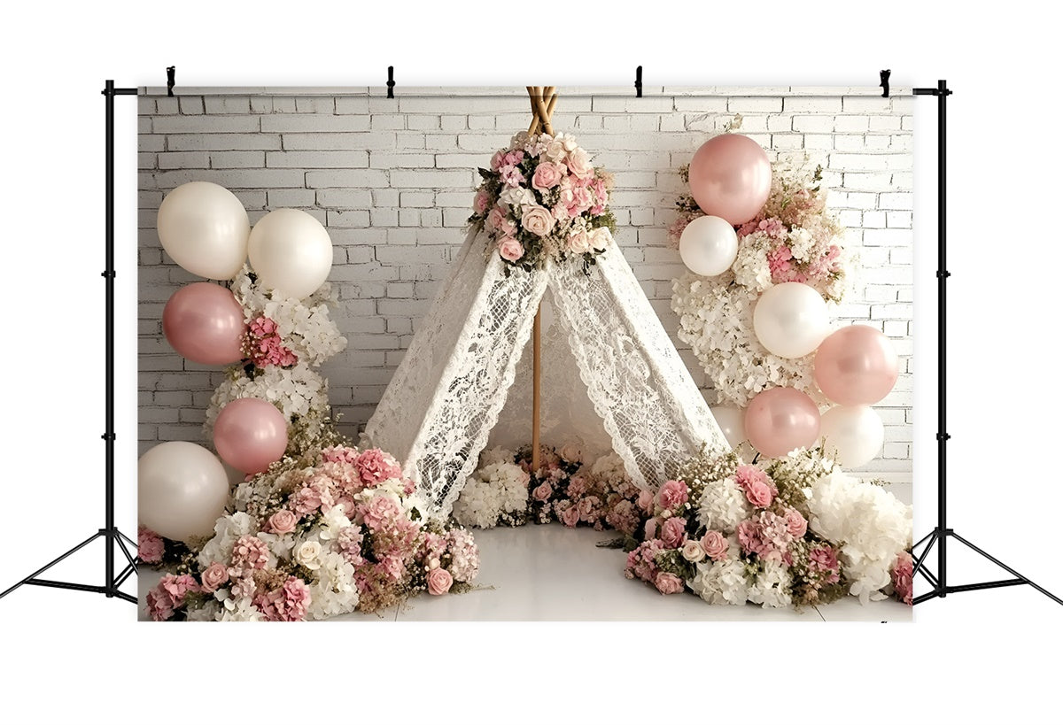 Cake Smash Backdrop Girl Blush Blossom Tent Backdrop GQ6-340