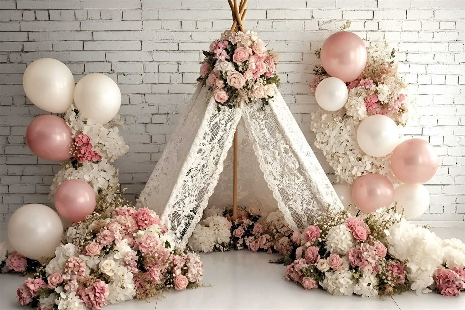 Cake Smash Backdrop Girl Blush Blossom Tent Backdrop GQ6-340