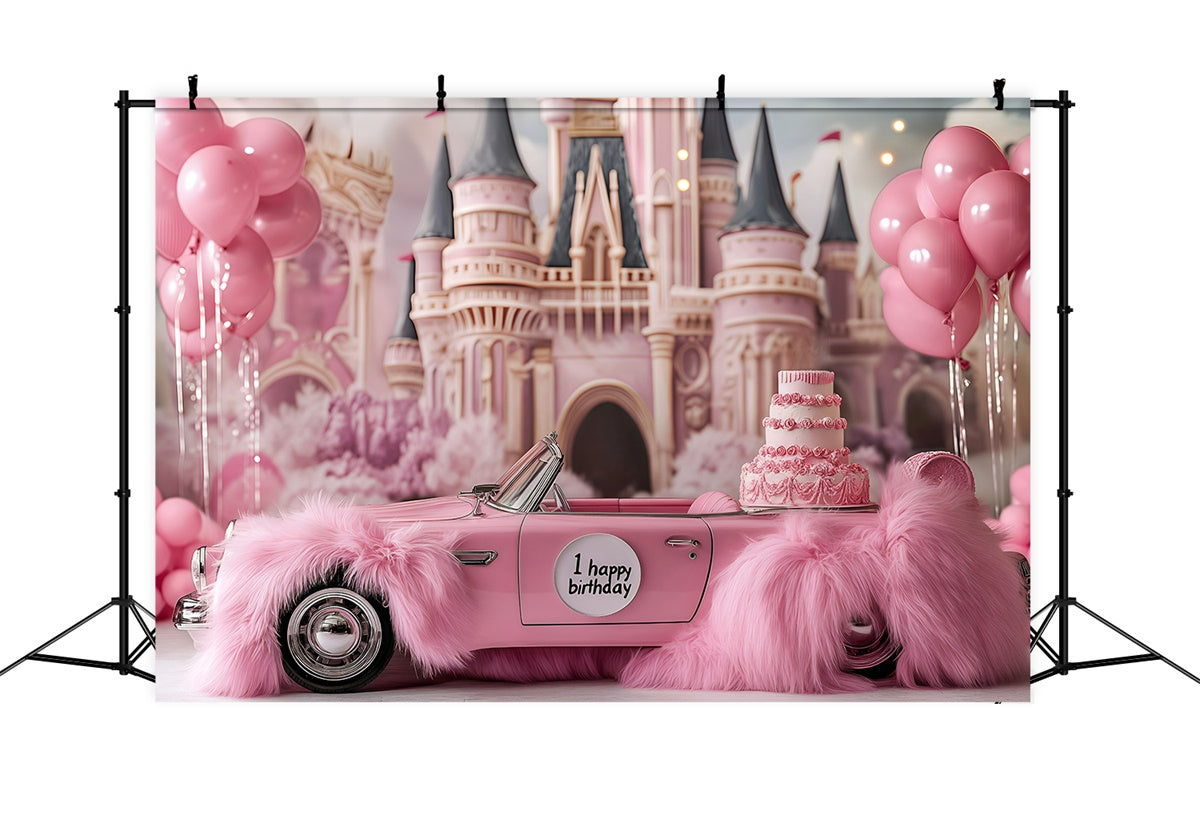 Cake Photography Backdrops Pink Convertible Castle Backdrop GQ6-341