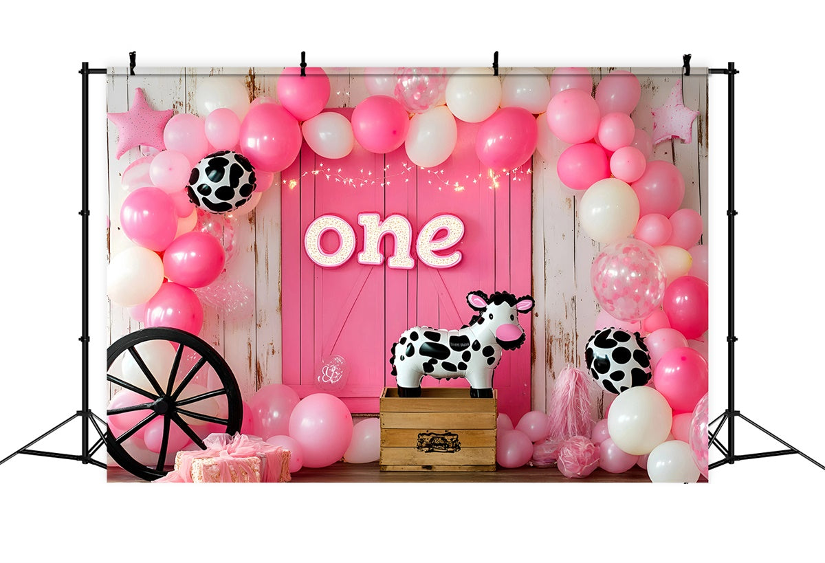 1st Birthday Backdrop Rustic Cowgirl Balloon Backdrop GQ6-342