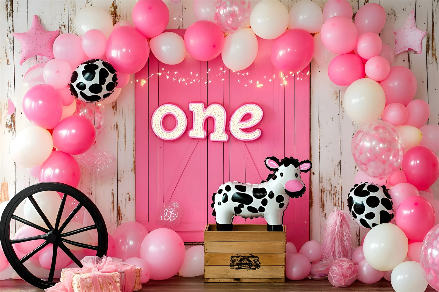 1st Birthday Backdrop Rustic Cowgirl Balloon Backdrop GQ6-342
