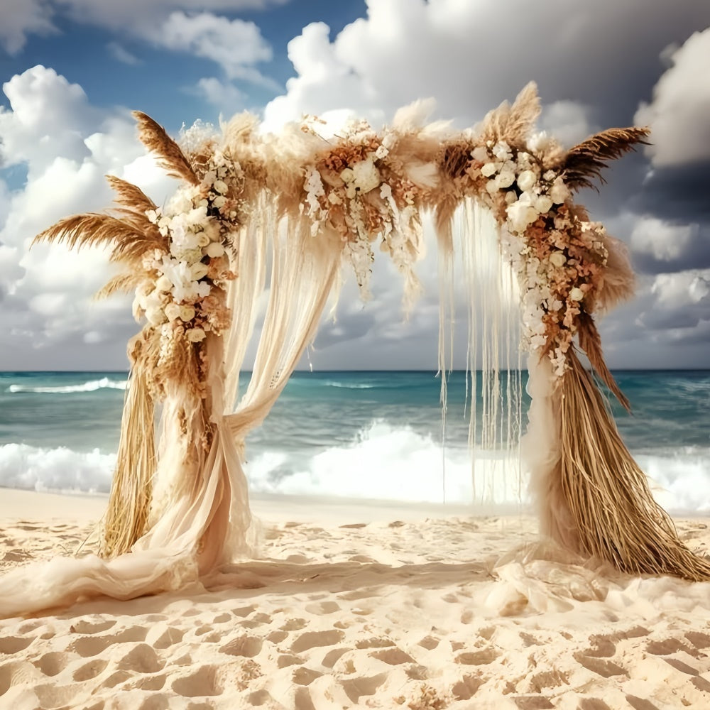 Boho Photography Backdrop Pampas Wave Wedding Summer Backdrop GQ6-42