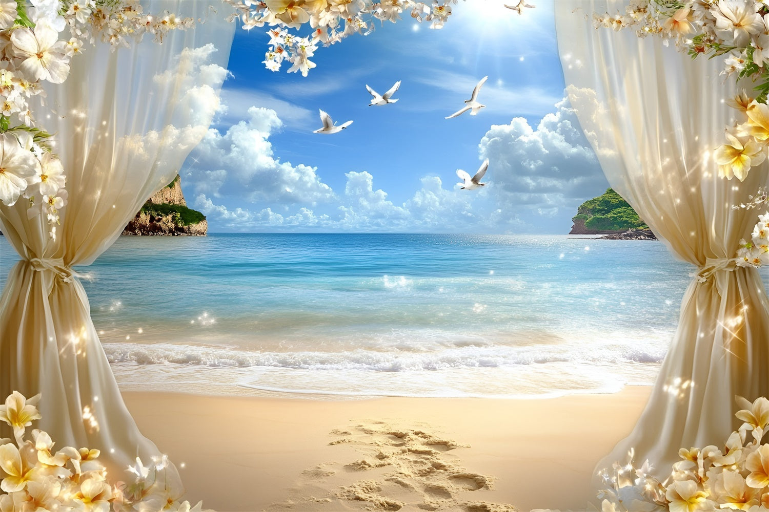 Beach Theme Backdrop Dream Island Horizon Summer Backdrop GQ6-49