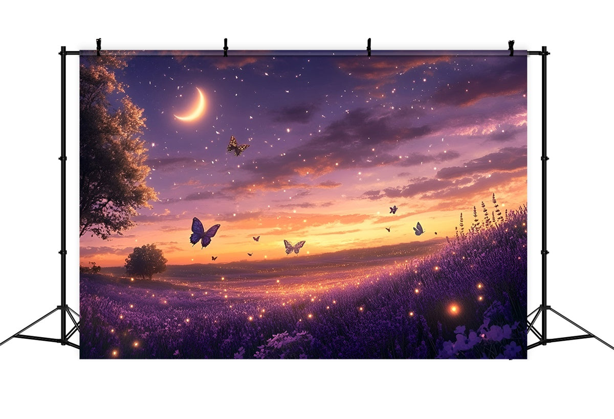 Lavender Backdrop Moonlit Butterfly Meadow Summer Photo Backdrop GQ6-50