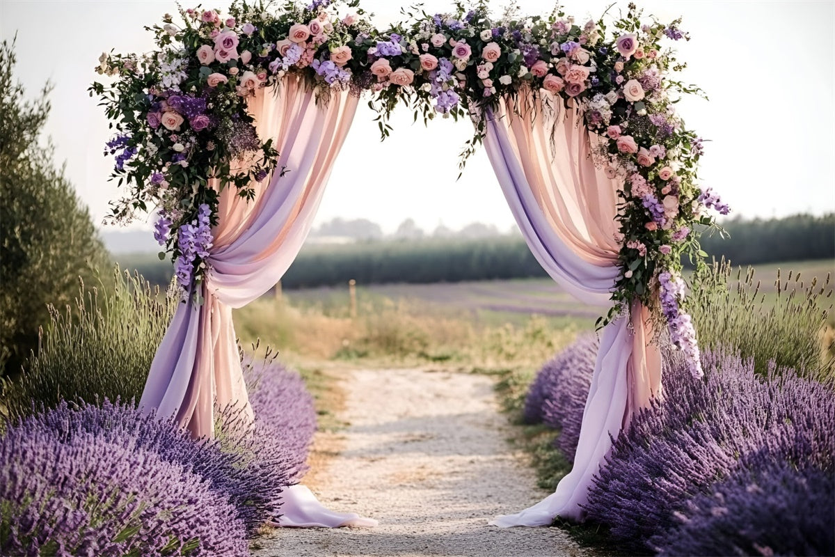 Lavender Photo Backdrop Romantic Wedding Arch Summer Backdrops GQ6-51