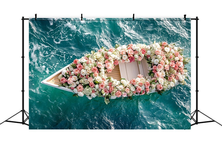 Summer Photo Backdrop Floating Floral Dream Boat Backdrop GQ6-52
