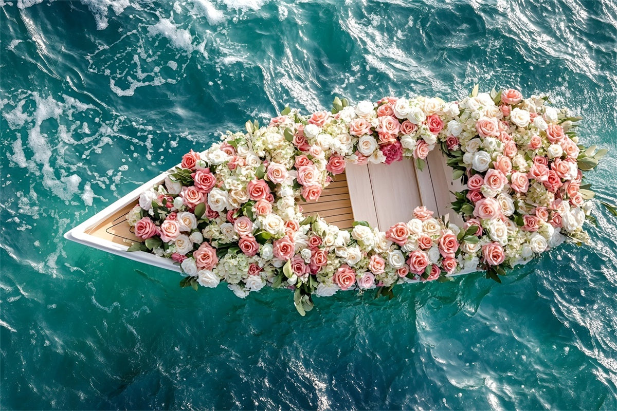 Summer Photo Backdrop Floating Floral Dream Boat Backdrop GQ6-52
