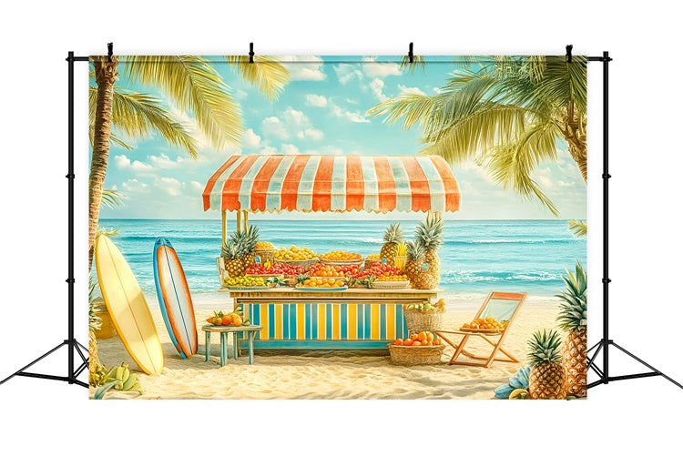 Tropical Beach Backdrop Surf Fruit Stand Summer Photo Backdrop GQ6-54