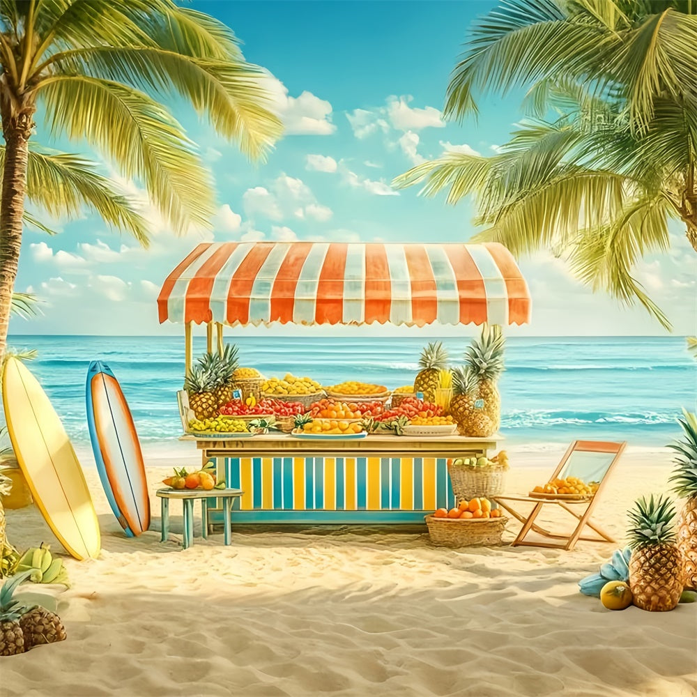Tropical Beach Backdrop Surf Fruit Stand Summer Photo Backdrop GQ6-54