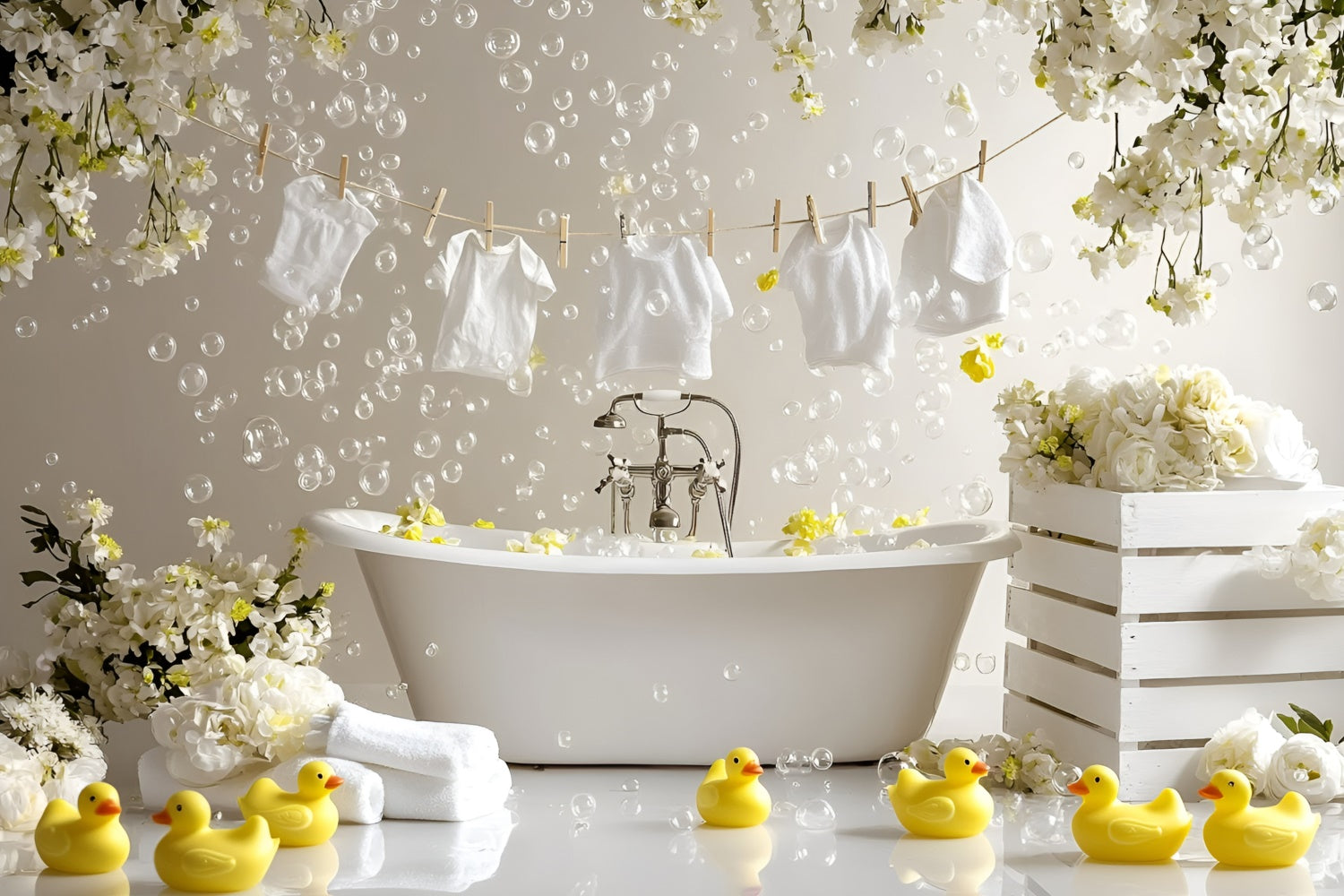 Summer Backdrops Rubber Duck Bath Time Backdrop GQ6-56