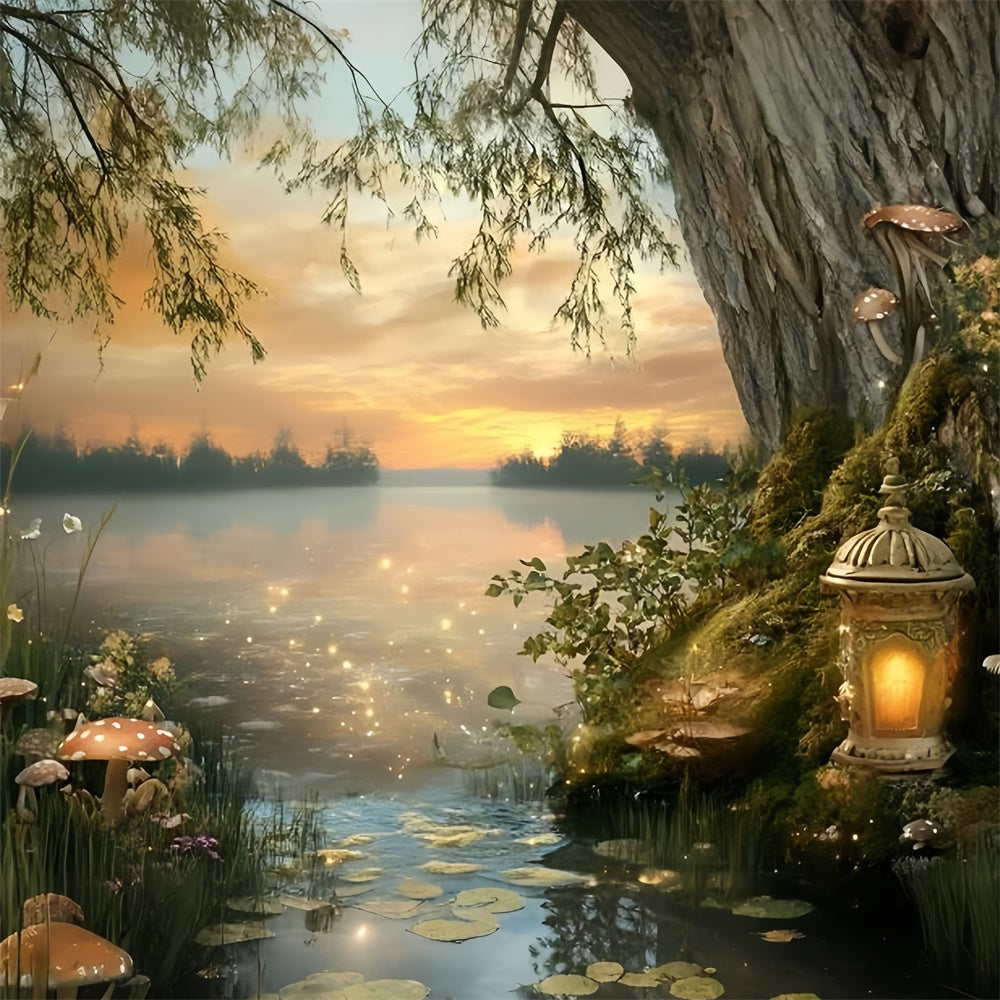 Forest Backdrops Twilight Fairy Lake Summer Photo Backdrop GQ6-58