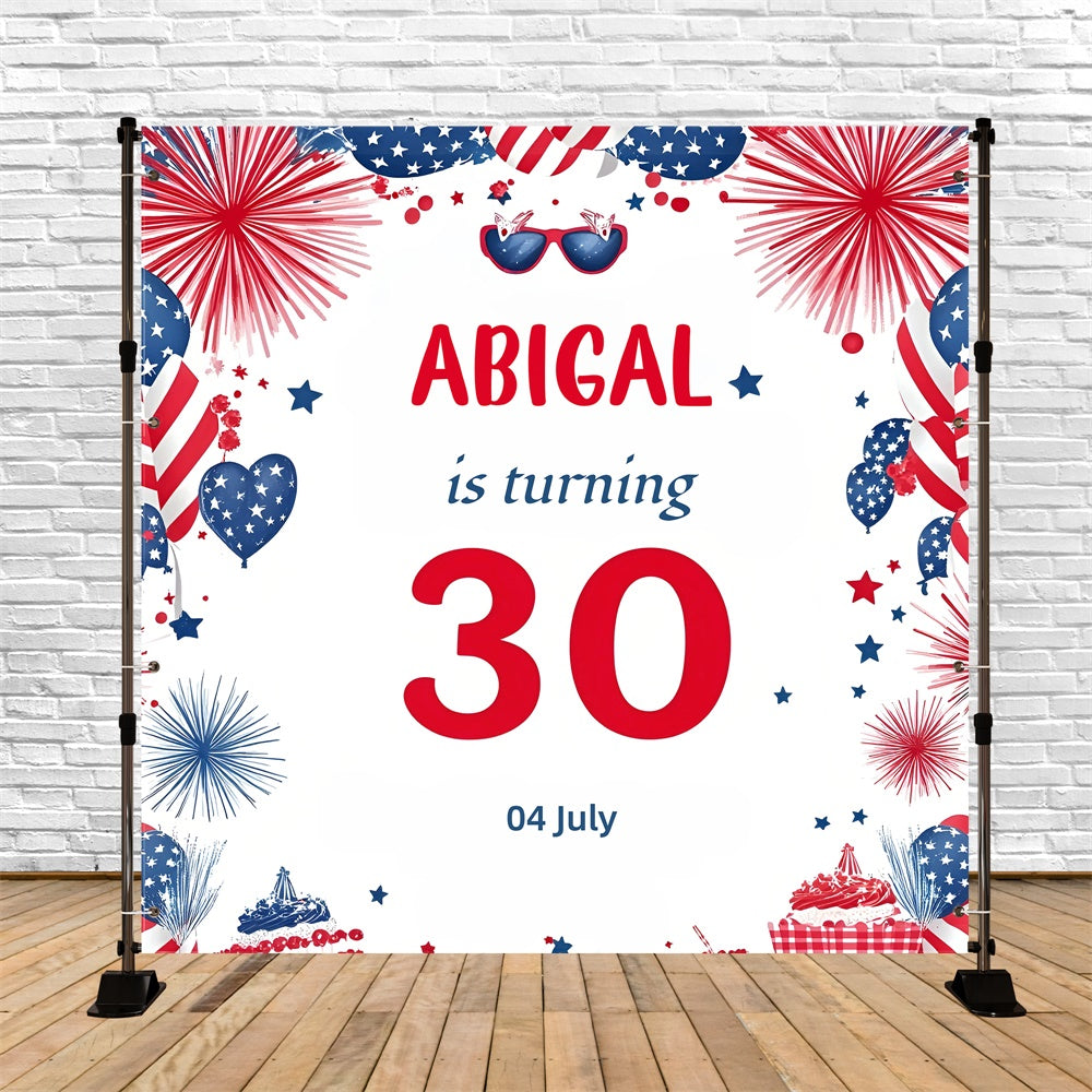 30th Birthday Backdrop Patriotic Bash Custom 4th of July Backdrops GQ6-75