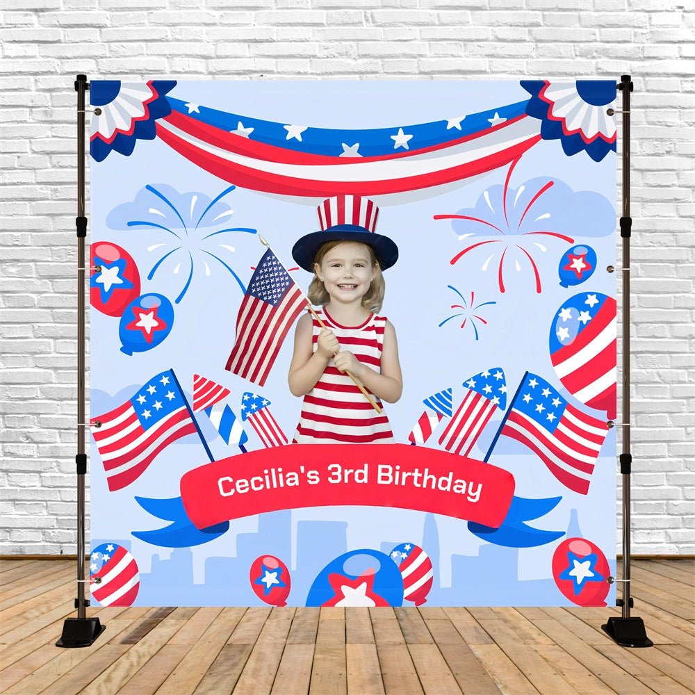 Custom Birthday Backdrops Star Spangled Fun Independence Day Backdrops GQ6-80