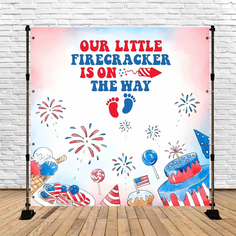Baby Shower Backdrops July Baby Surprise 4th of July Backdrop GQ6-85