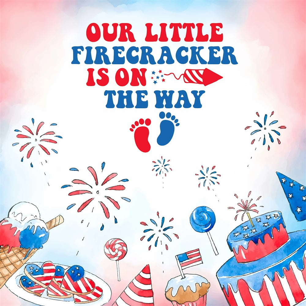 Baby Shower Backdrops July Baby Surprise 4th of July Backdrop GQ6-85