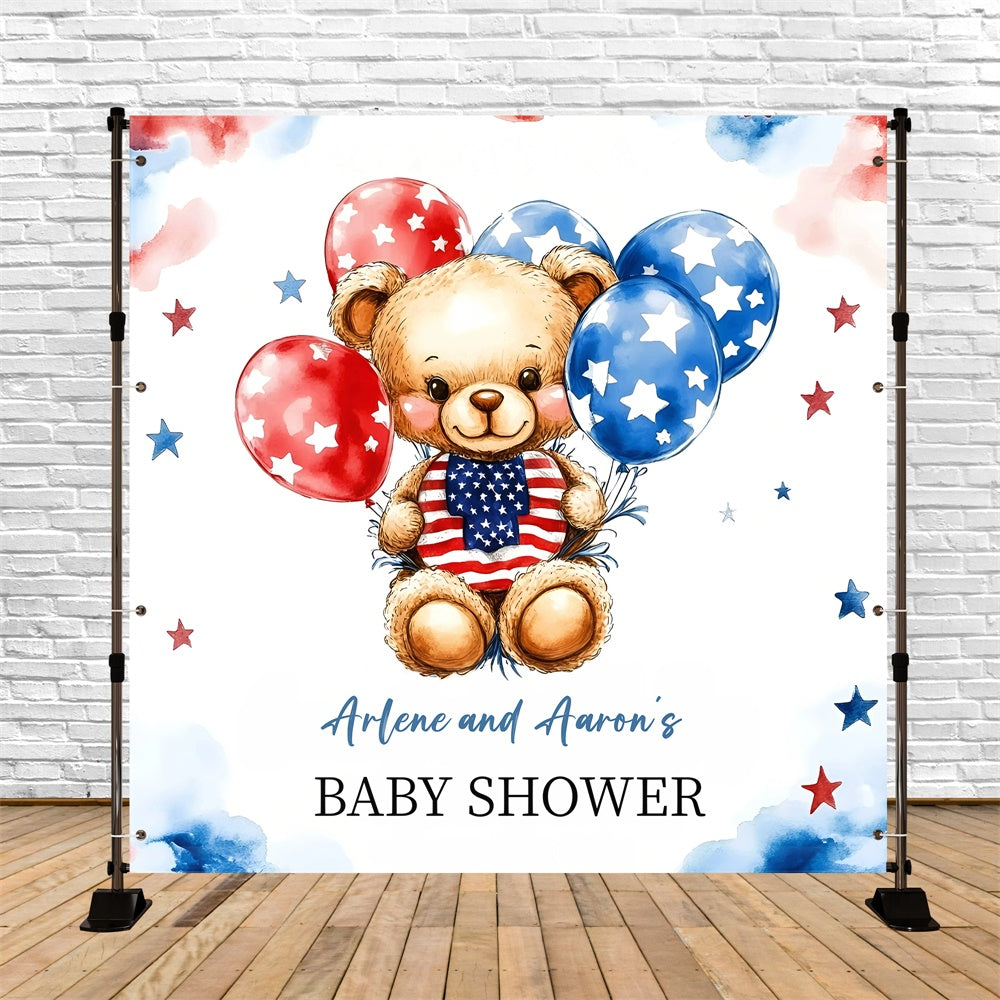 Backdrop For Baby Shower Teddy Bear Customized 4th of July Backdrops GQ6-86