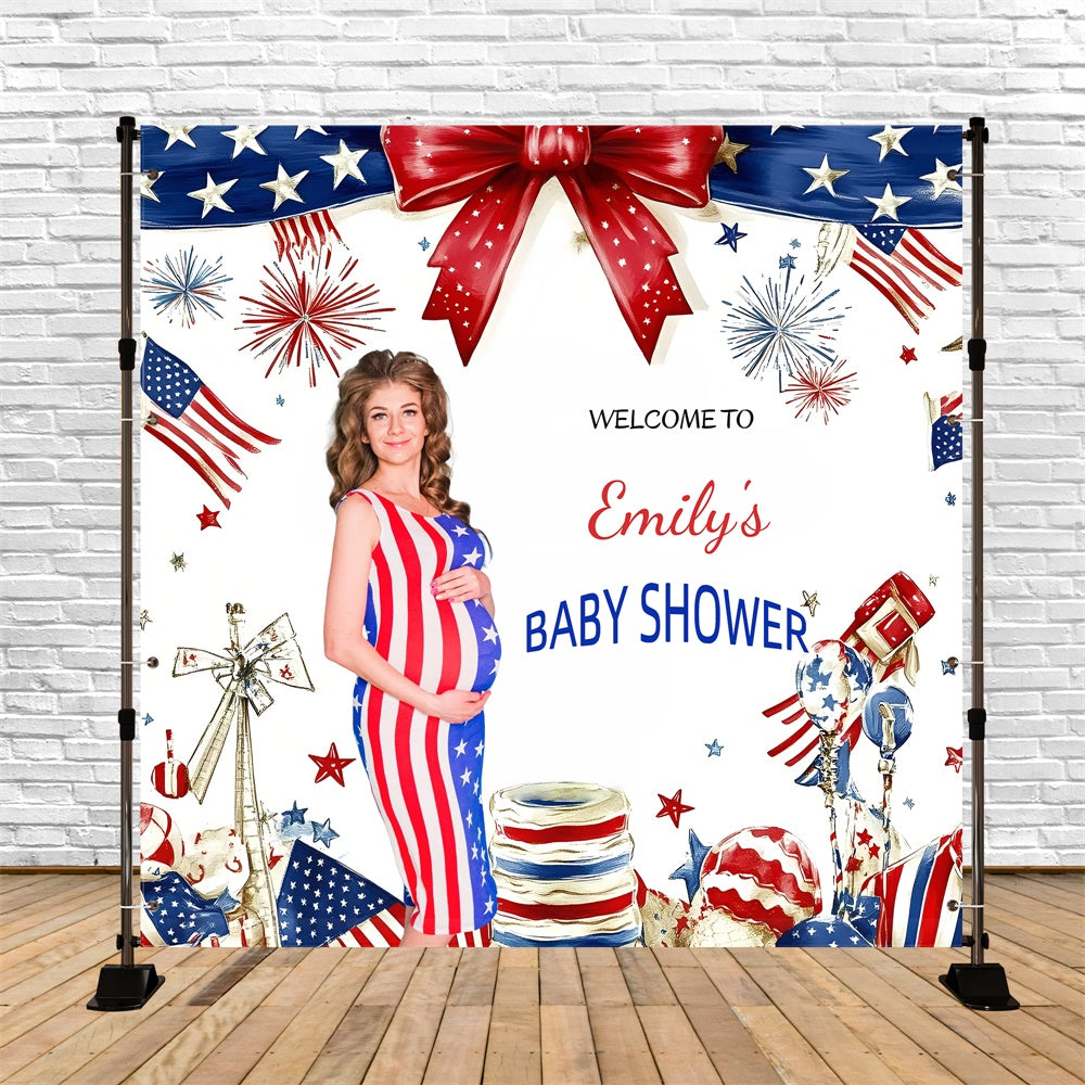Baby Shower Backdrop Ideas USA Theme Blessing Custom 4th of July Backdrop GQ6-88