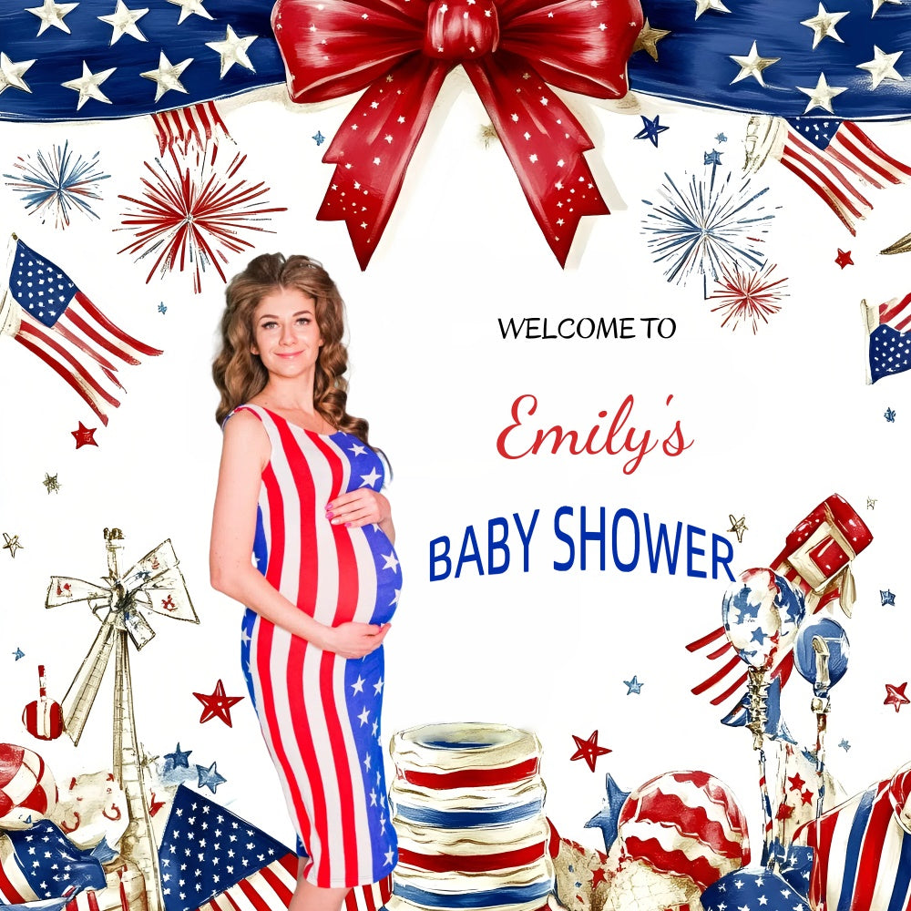 Baby Shower Backdrop Ideas USA Theme Blessing Custom 4th of July Backdrop GQ6-88
