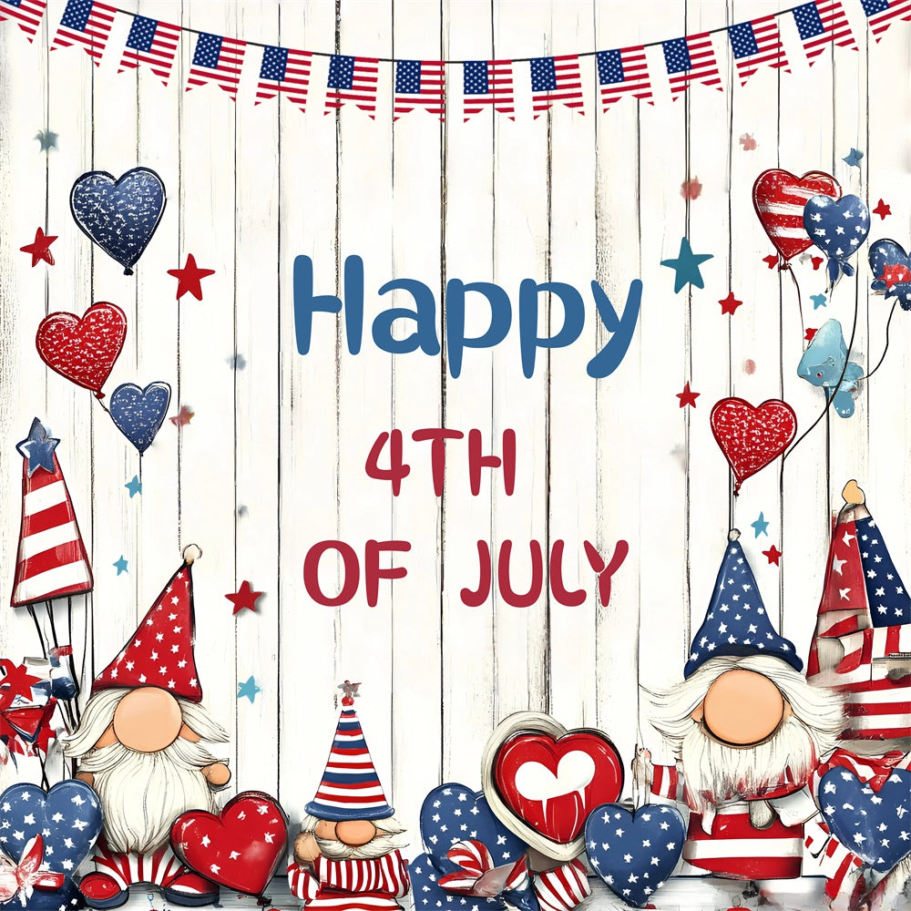 Independence Day Backdrops Patriotic Gnome Party Backdrop GQ6-92