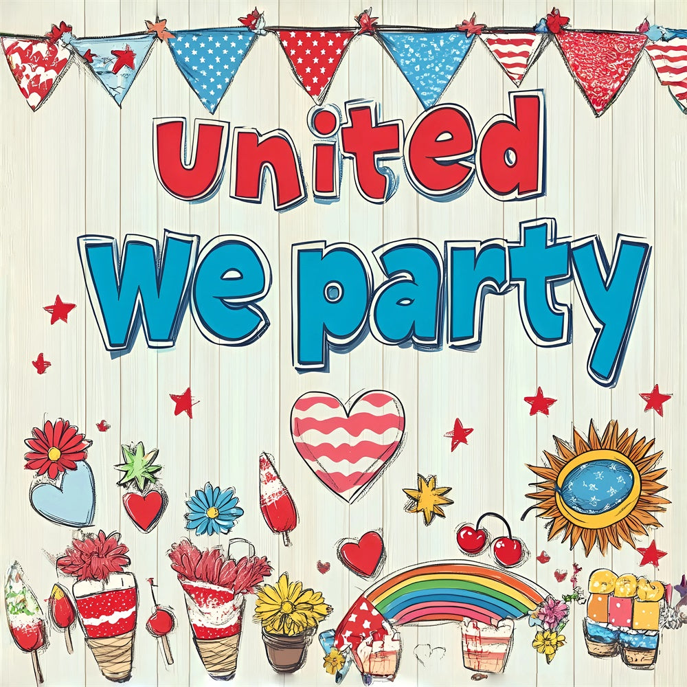 4th of July Photo Backdrop Patriotic Party Doodles Backdrop GQ6-93